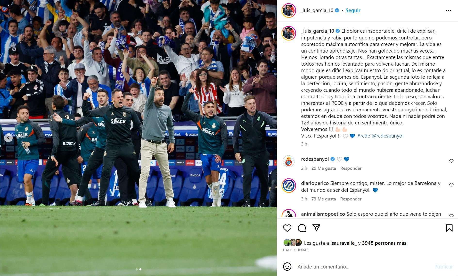 luis garcia publicacion instagram descenso