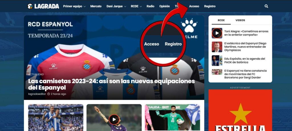 nueva web la grada acceso