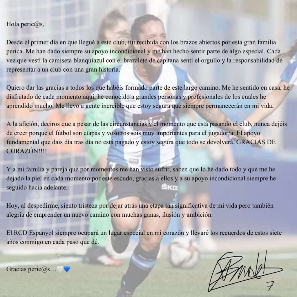 Cristina Baudet Espanyol comunicado despedida