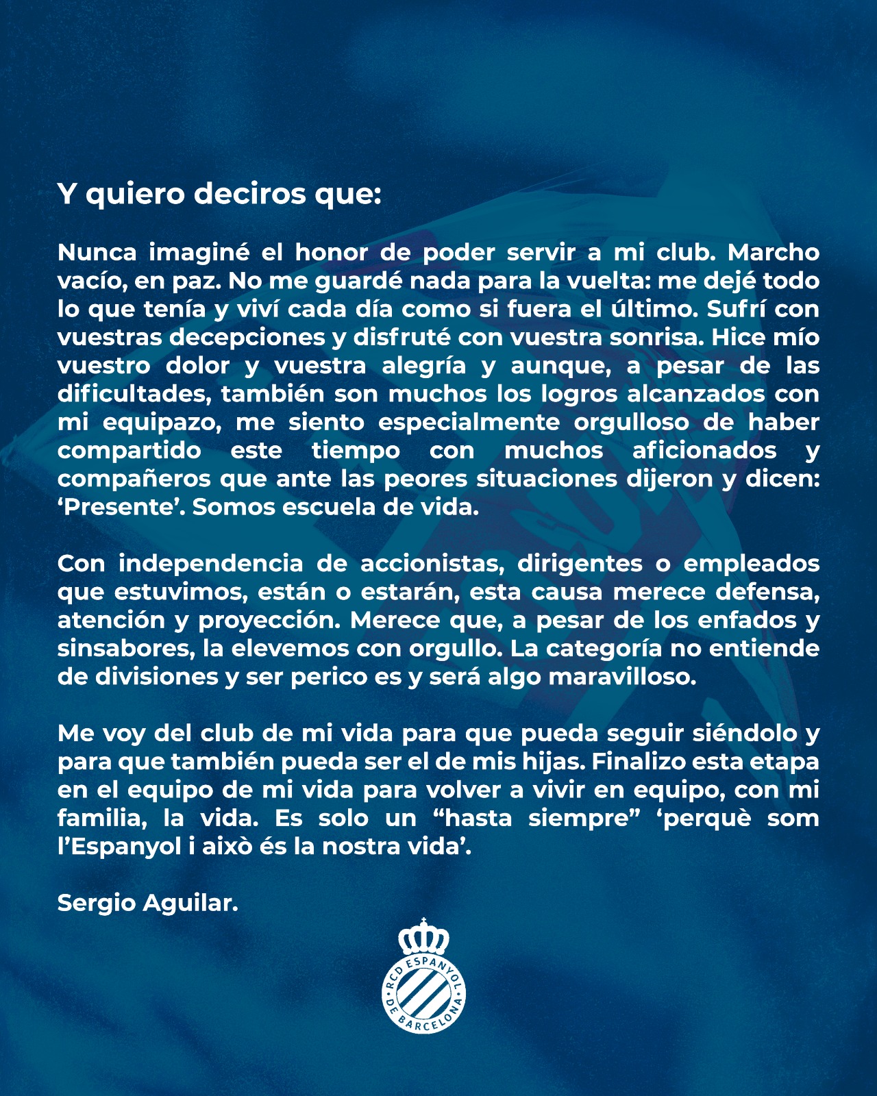 Sergio Aguilar, director de comunicación del RCD Espanyol, lo deja: "Me voy del club de mi vida para que pueda seguir siéndolo" 2 sergio aguilar 2
