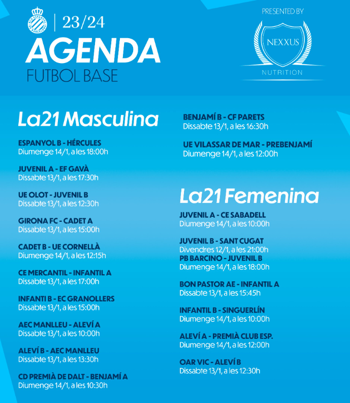 horario futbol base rcd espanyol 1