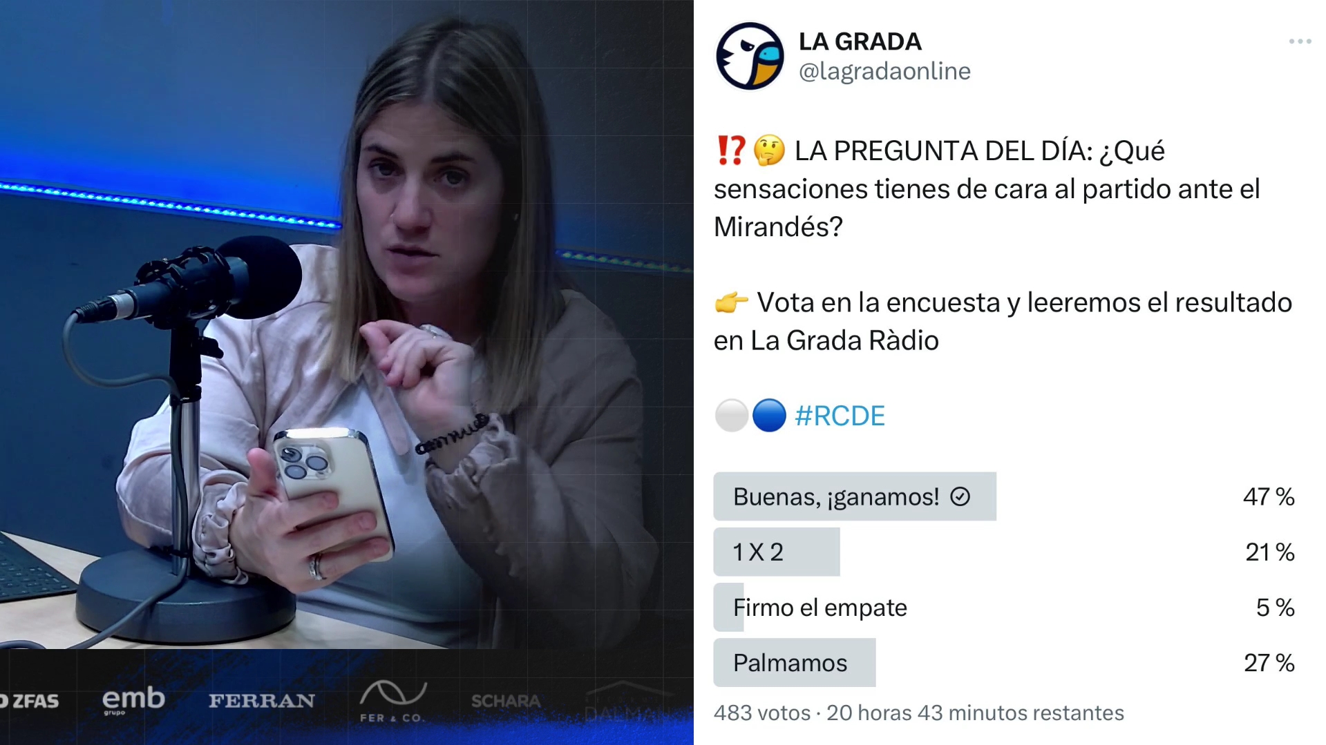La resaca de las palabras de Ramis: el empequeñecimiento del Espanyol, o cómo confundir humildad con mediocridad 2 pregunta dia espanyol mirandes grada radio 1