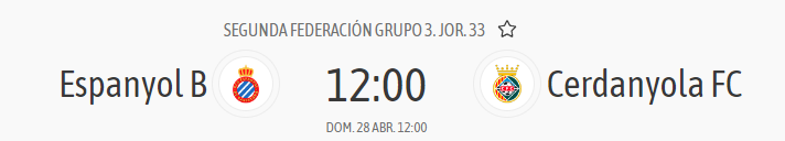 Espanyol B cerdanyola del valles horario