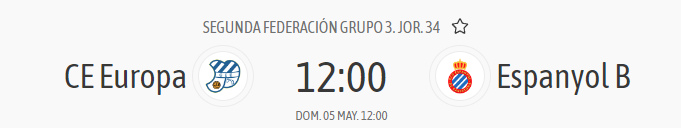 ANÁLISIS | El Espanyol B logra certificar la permanencia en 2ª RFEF a falta de una jornada 4 horario europa espanyol jornada 34