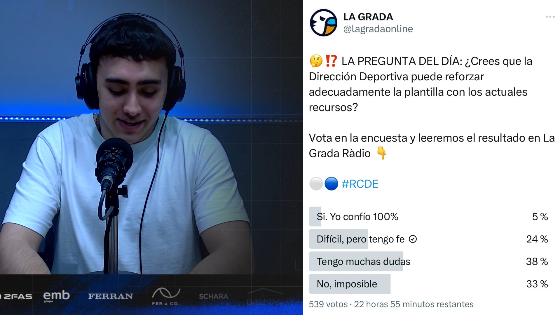 Hoy en 'La Grada Ràdio': presentación de Álvaro Tejero y Carlos Romero como jugadores del Espanyol; habla Fran Garagarza; mañana, puertas abiertas en la CE Dani Jarque 1 Screenshot 2 3