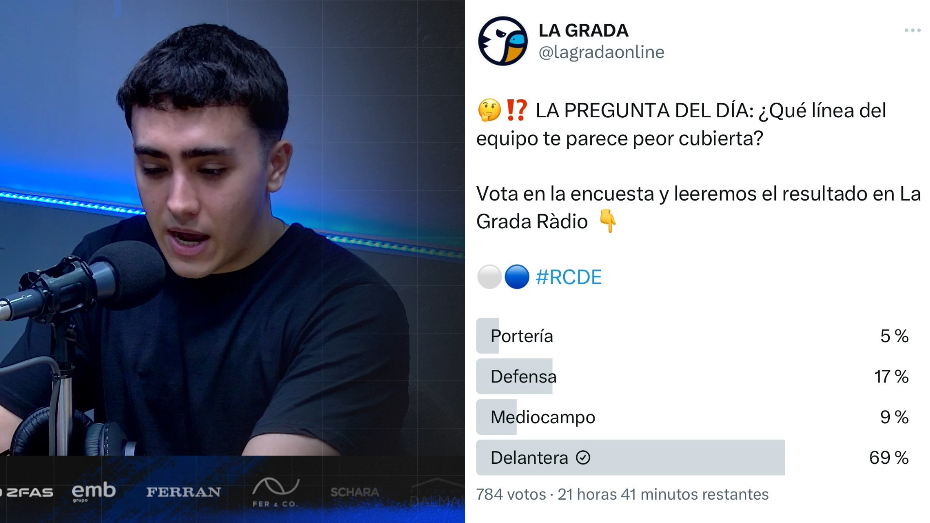 Hoy en 'La Grada Ràdio': primer entrenamiento del Espanyol; entrevista a Martin Posse; rumores de mercado 1 pregunta del dia espanyol 1