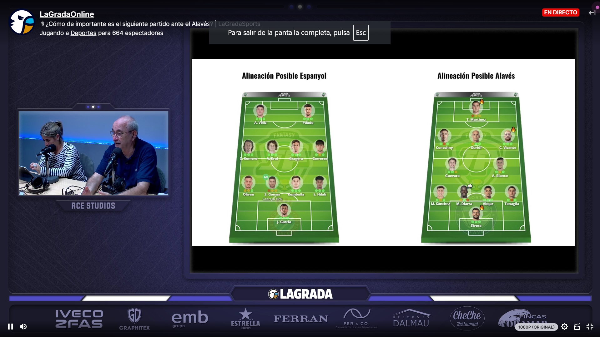 Hoy en 'La Grada Ràdio': el del Alavés, ¿un partido vital o no tanto para el Espanyol?; ¿han de seguir jugando los mismos?; la reveladora comparativa Joan García-Lecomte 6 alineaciones