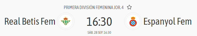 horario betis espanyol femenino jornada 4