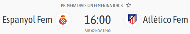 horario espanyol fem atletico de madrid