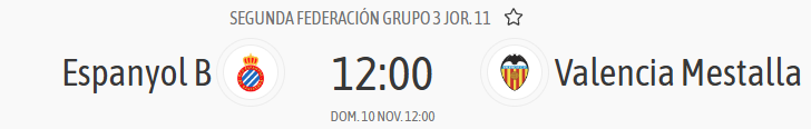 espanyol b valencia mestalla domingo 10 noviembre