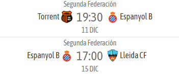 horario espanyol b semana
