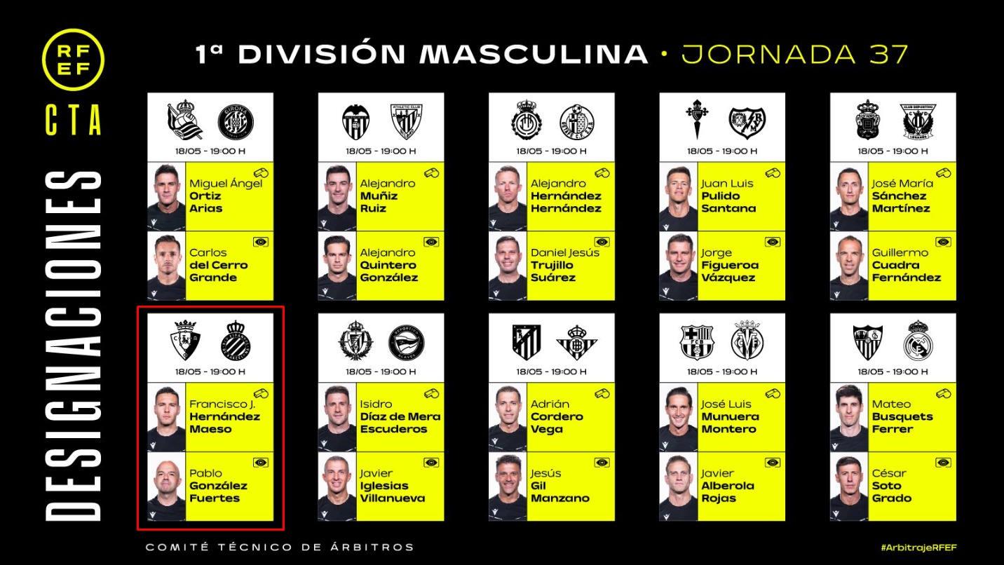 Arbitros J37 La Liga Espanyol