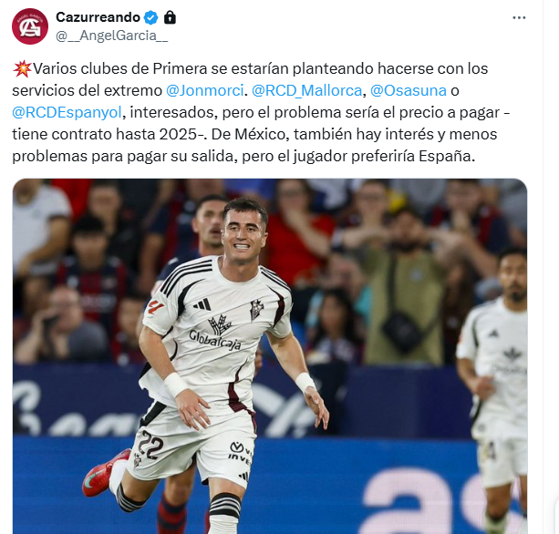 El Espanyol se interesa en Jon Morcillo, según Ángel García: competencia de Primera… y de México 1 angel garcia morcillo