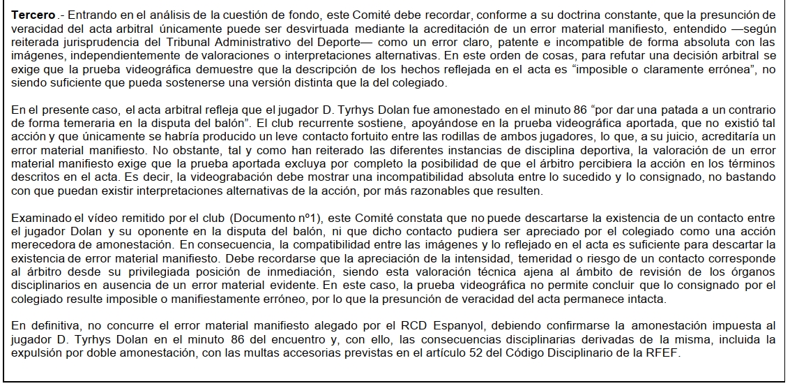Hoy en 'La Grada Ràdio' | Dolan sancionado para el Getafe - Espanyol, cánticos denunciados y silencio institucional 3 texto sancion dolan