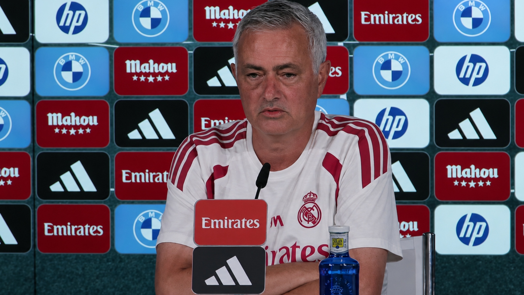 José Mourinho speaking at a press conference before his debut match with Real Madrid
