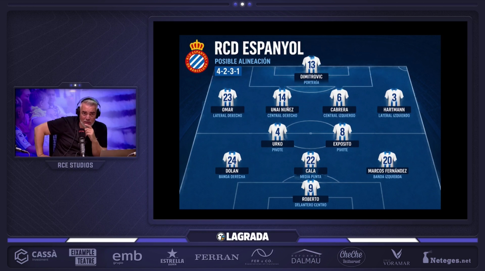 Ángel Morales reivindica la cantera del Espanyol: apuesta por Bauza, Hinojo y Javi Hernández y pide tiempo para juzgar el mercado; la mesa avala a Unai Núñez y cuestiona no haver fichado otro portero; Roberto o Marcos Fernández, el debate 3 via grada radio 2