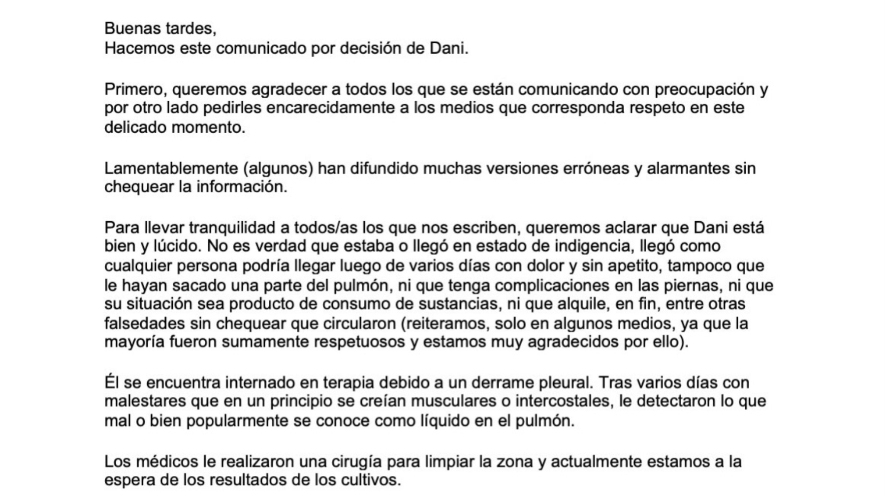 comunicado dani osvaldo 290926