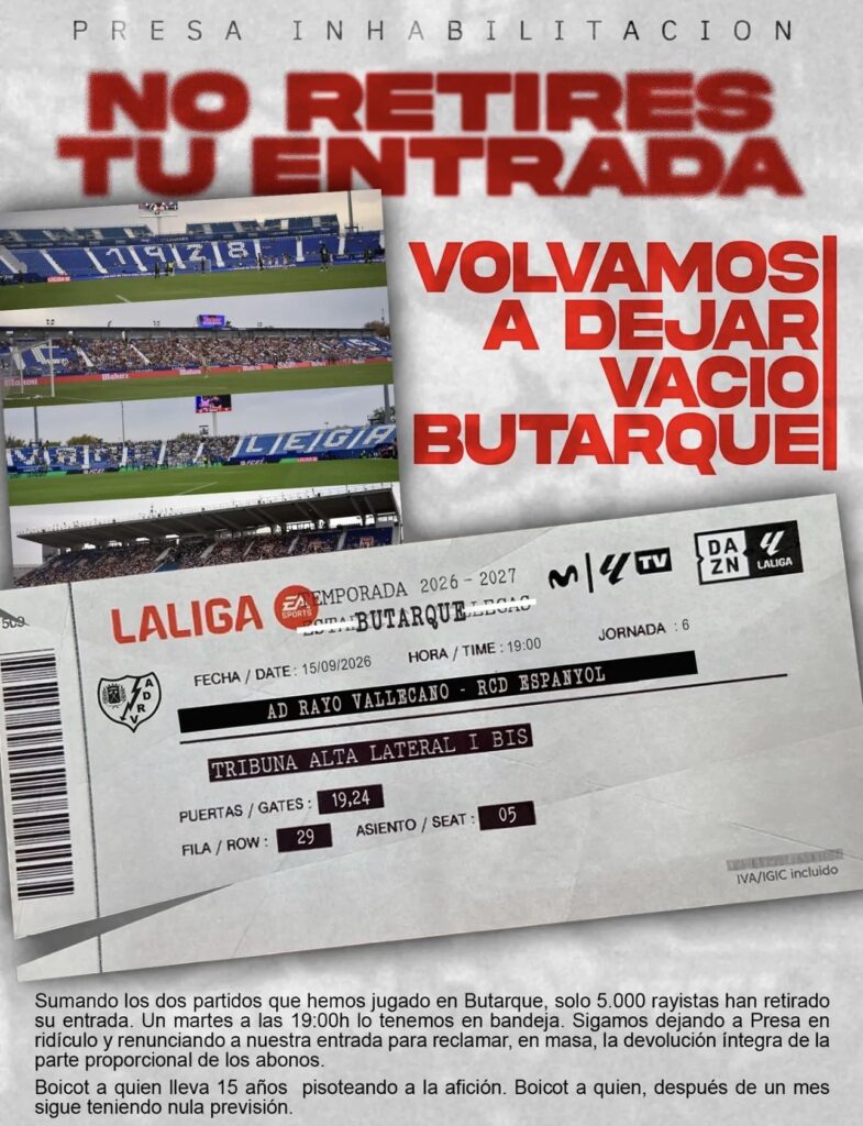 Las peñas del Rayo preparan un boicot para el partido ante el Espanyol: «No retires tu entrada» 2 penas rayo
